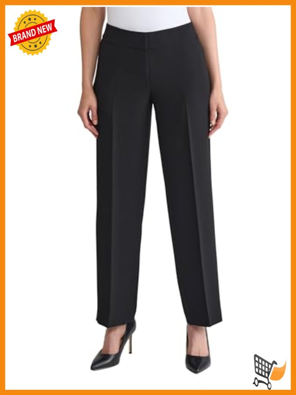 Stretch Crepe Wide Leg Pant Mid Rise Flat Front Business Casual